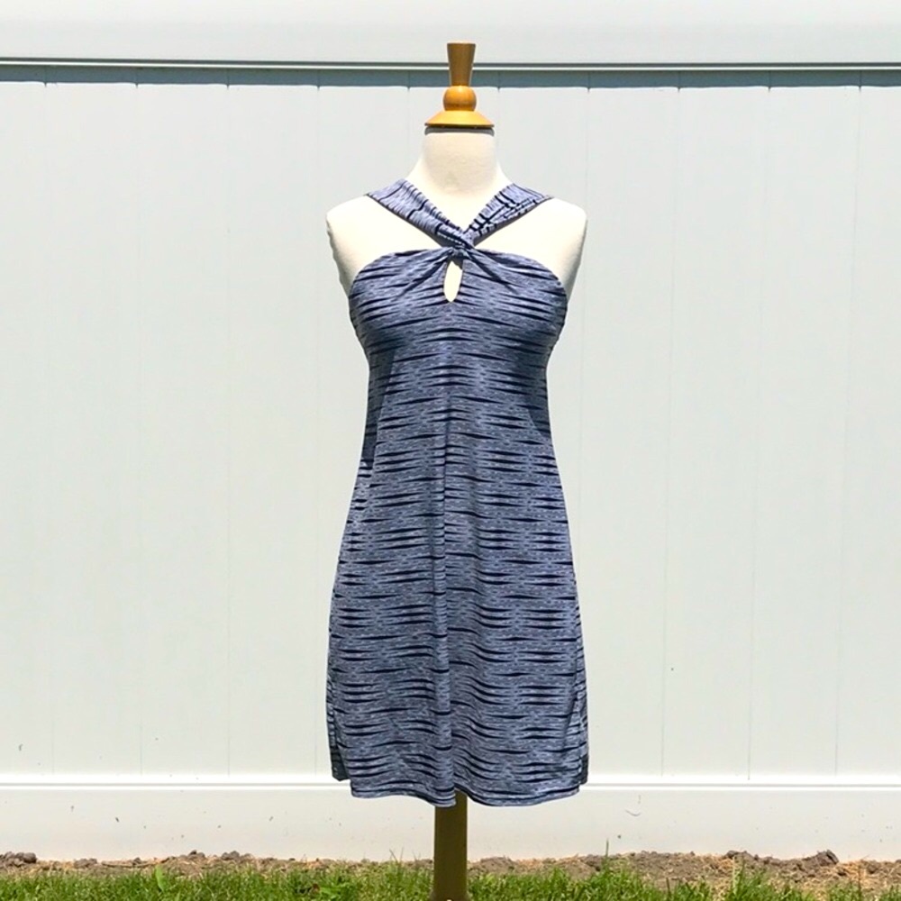 Athleta Black and White Striped Dress with Shelf Padded Bra Size Small